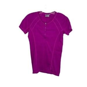 Athleta Womens Size S Purple Basic Short Sleeve Half Zip Activewear Workout Top